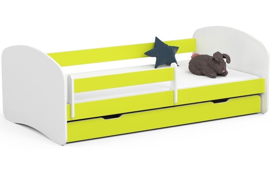 Łóżko dziecięce pojedyncze SMILE 180x90 cm z materacem i szufladą - Limonka FABRYKA MEBLI AKORD