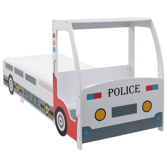 Łóżko dziecięce samochód policyjny VidaXL, materac memory, 90x200 cm vidaXL