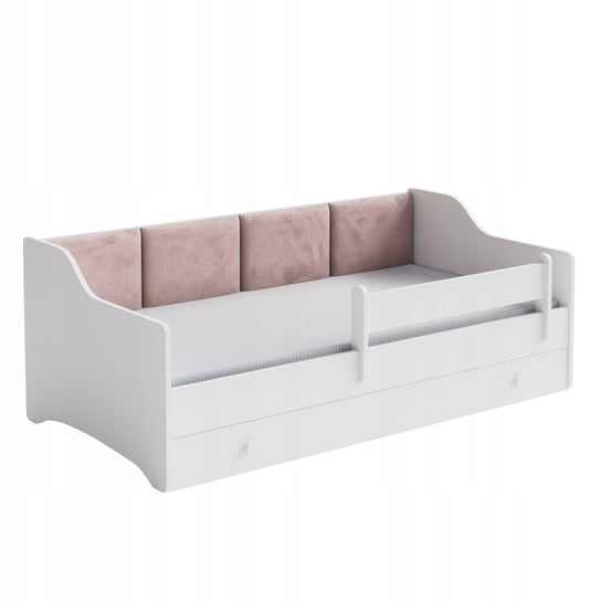 Łóżko dziecięce tapicerowane białe ERYK 160x80 cm materac + szuflada Meble Kobi