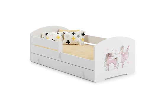 Łóżko dziecięce z barierką LUK 140x70 cm + szuflada + materac białe Meble Kobi