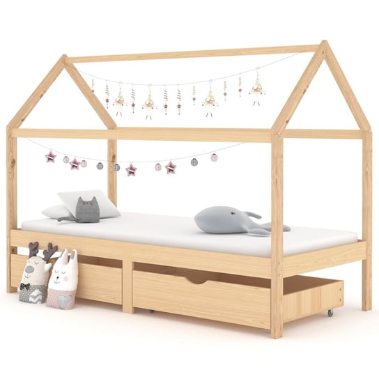 Łóżko dziecięce z szufladami, lite drewno sosnowe, VidaXL, 90x200 cm vidaXL