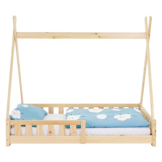 Łóżko dziecięce z zabezpieczeniem przed upadkiem i ramą z listew 80x160 cm naturalne drewno sosnowe ML-Design ML-DESIGN