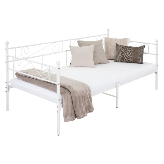 Łóżko dzienne Rama łóżka stalowego do sypialni z materacem na stelażu listwowym 90x200 cm ML-DESIGN