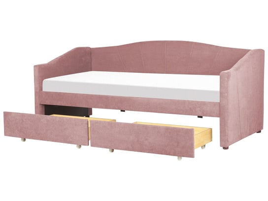 Łóżko dzienne tapicerowane 90 x 200 cm różowe VITTEL Beliani