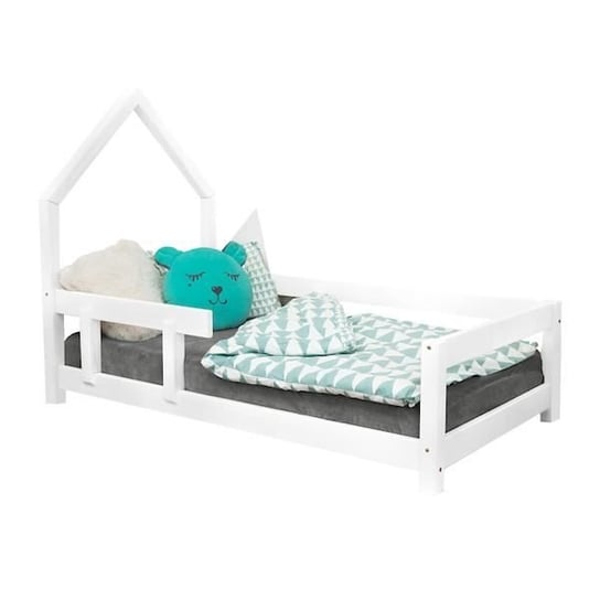 Łóżko kabinowe dla dzieci - GENERIC - POPPI - Lite drewno - Biały - Listwy Inna marka