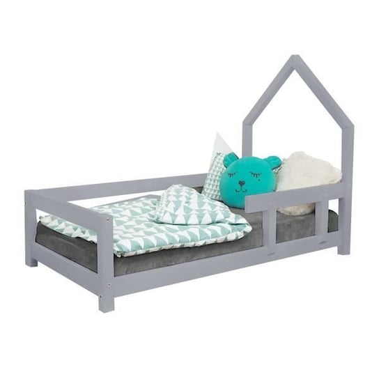 Łóżko kabinowe dla dzieci - GENERIC - POPPI - Lite drewno - Listwy - Szary Inna marka