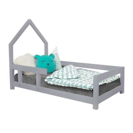 Łóżko kabinowe dla dzieci - GENERIC - POPPI - Lite drewno - Szary - Listwy Inna marka