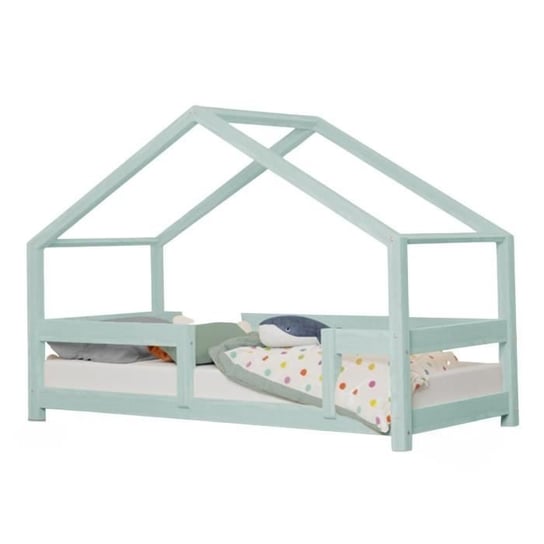 Łóżko kabinowe dla dzieci - GENERIQUE - LUCKY - Lite drewno - 80x180 cm - Jasnoniebieski Youdoit