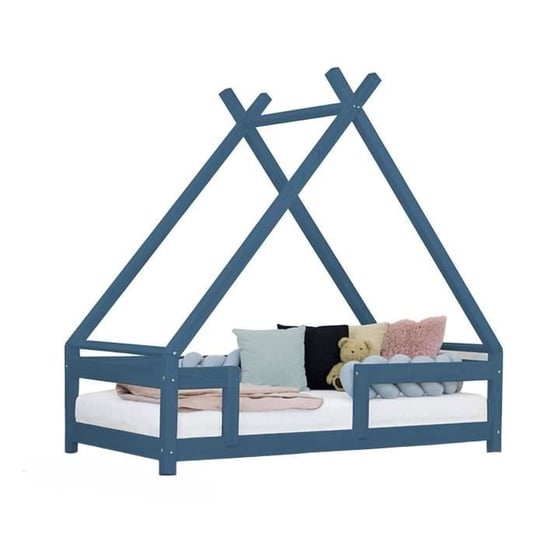 Łóżko kabinowe dla dzieci GENERIQUE TAHUKA - Lite drewno - Listwy - Granatowy - 120 x 190 cm Inna marka