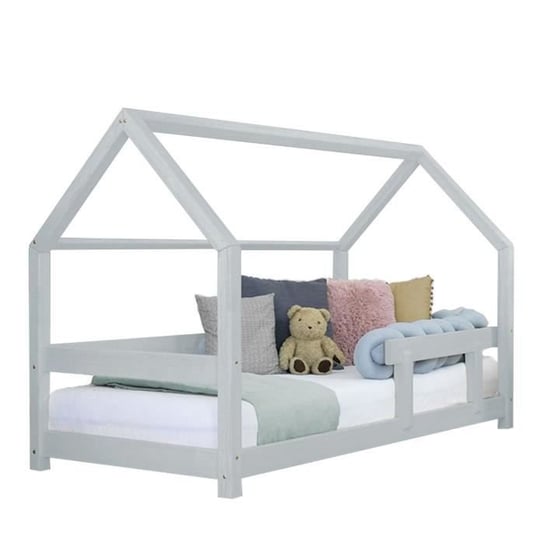 Łóżko kabinowe dla dzieci - GENERIQUE - TERY - 90x160 cm - Jasnoszary - Lite drewno Youdoit