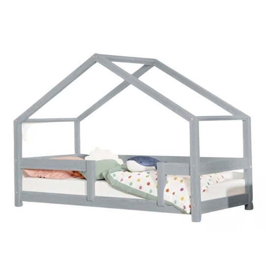 Łóżko kabinowe dla dzieci LUCKY 90 x 200 szare - GENERIC - Z listwami - Do samodzielnego montażu - Lite drewno Inna marka