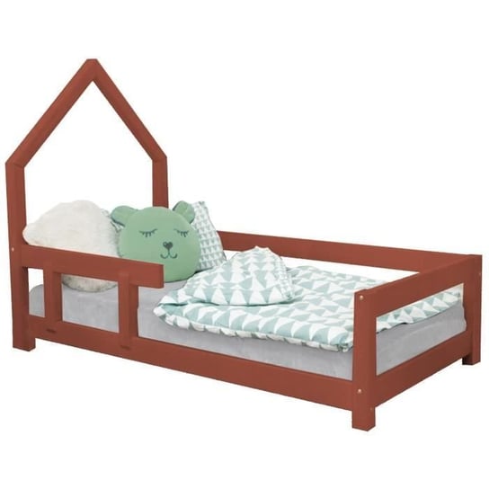 Łóżko kabinowe dla dzieci POPPI - GENERIC - 120 x 190 - Czerwony - Listwy - Lite drewno Inna marka