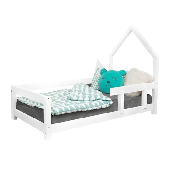 Łóżko kabinowe dla dzieci POPPI - GENERIC - 80 x 180 - Lite drewno - Listwy - Biały Inna marka