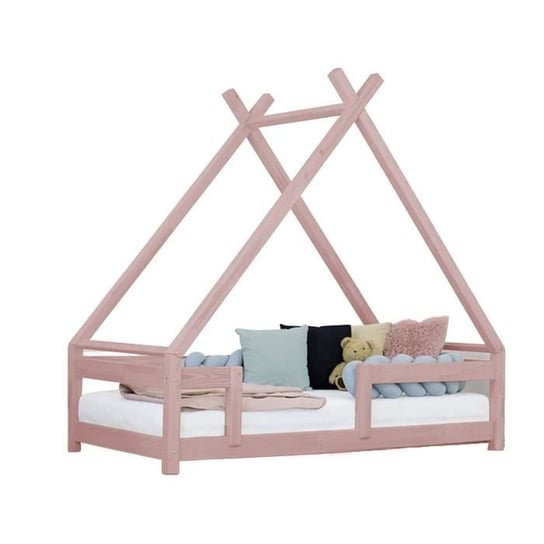 Łóżko kabinowe dla dzieci TAHUKA 120 x 180 pastelowy róż - OGÓLNE - Dziecko - Lite drewno - Listwy - Nie Inna marka