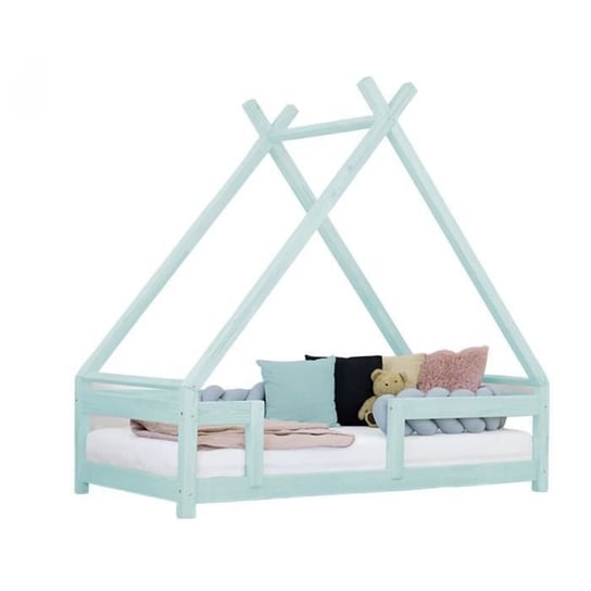 Łóżko kabinowe dla dzieci TAHUKA - GENERIC - 140 x 200 - Lite drewno - Niebieski Youdoit