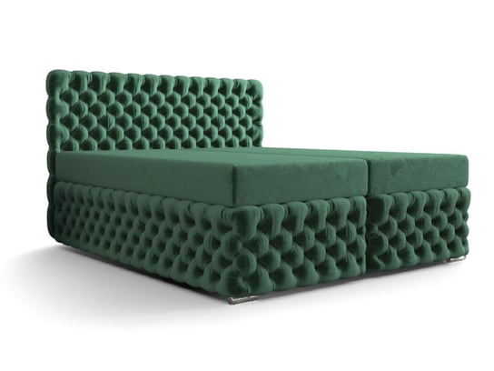 Łóżko Kontynentalne 180x200 + Całe Pikowane Styl Chesterfield + 2 Pojemniki + 2 Materace Bonell - Figo 2 Zielony / Meble Sypialnia KM Meble