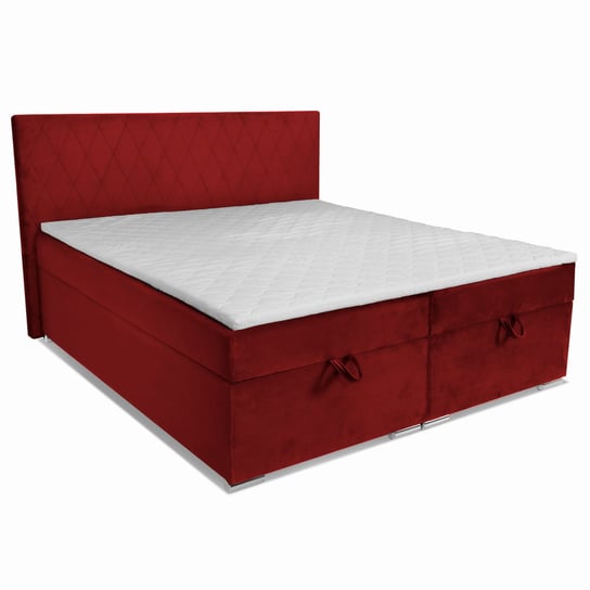 Łóżko kontynentalne EMILIANO w kolorze czerwonym z dwoma pojemnikami na pościel POSTERGALERIA