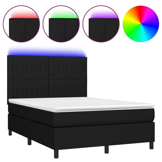 Łóżko kontynentalne LED 193x144 czarne Inna marka