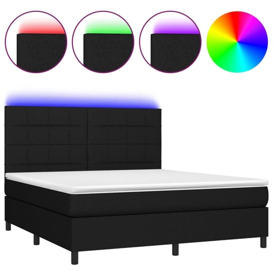 Łóżko kontynentalne z diodami LED - 203x160 czarne Zakito Home