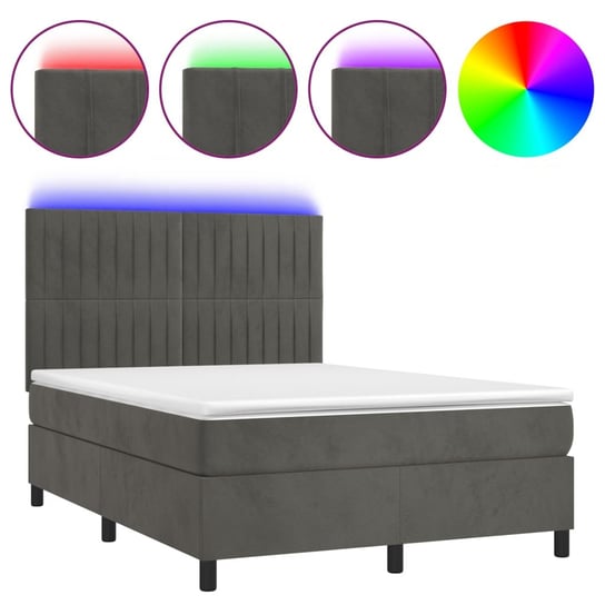 Łóżko kontynentalne z LED i materacem - aksamit, r Inna marka