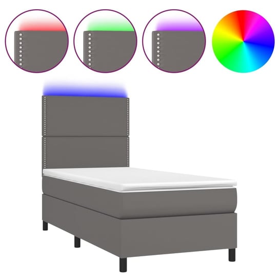 Łóżko kontynentalne z LEDami - 203x90x118/128 cm, Inna marka