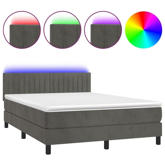 Łóżko kontynentalne z LEDami, aksamit, sprężyny ki Inna marka
