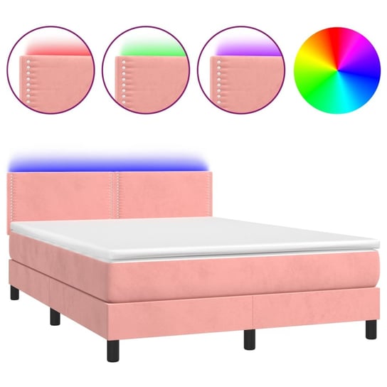 Łóżko kontynentalne z LEDami, materacem i aksamitn Inna marka