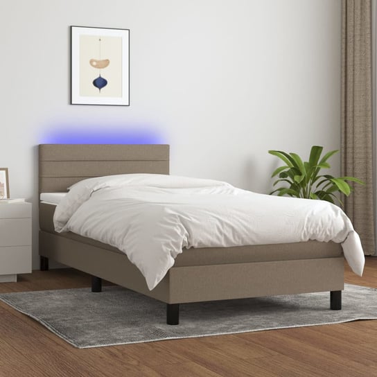 Łóżko Kontynentalne Z Materacem, Taupe, 100X200 cm, Tkanina VMP