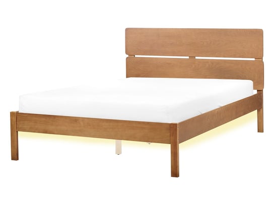 Łóżko LED drewniane 140 x 200 cm jasne BOISSET Beliani