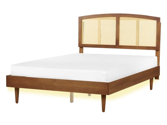 Łóżko LED drewniane 140 x 200 cm jasne VARZY Beliani