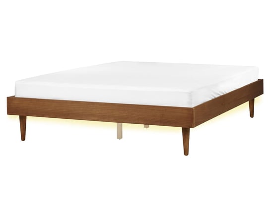 Łóżko LED drewniane 160 x 200 cm jasne TOUCY Beliani