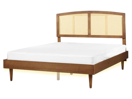 Łóżko LED drewniane 160 x 200 cm jasne VARZY Beliani