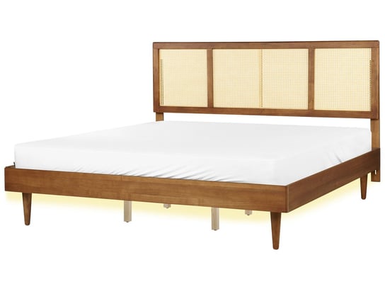 Łóżko LED drewniane 180 x 200 cm jasne AURAY Beliani