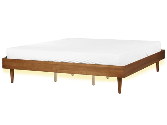Łóżko LED drewniane 180 x 200 cm jasne TOUCY Beliani