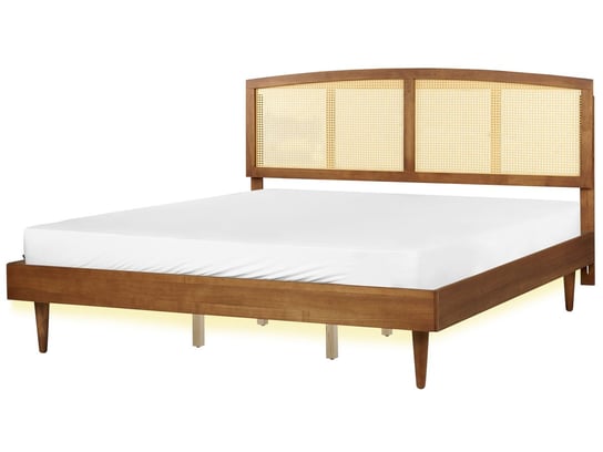 Łóżko LED drewniane 180 x 200 cm jasne VARZY Beliani