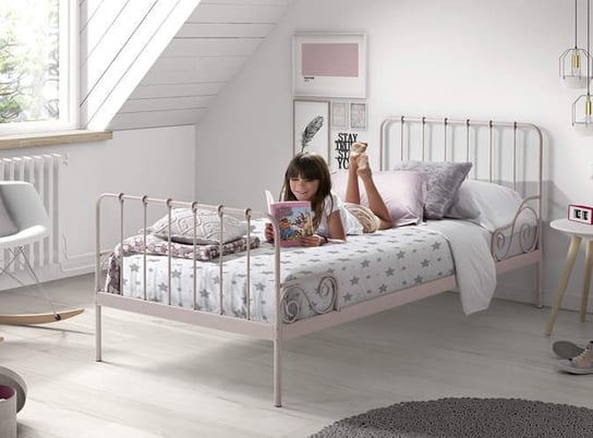 Łóżko metalowe dla dziecka, Vipack, Alice, Old Pink VIPACK