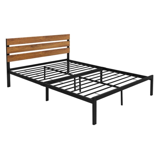 Łóżko metalowe Rama łóżka Łóżko z listwową ramą Łóżko do sypialni stalowe czarne 140x200 cm ML-DESIGN