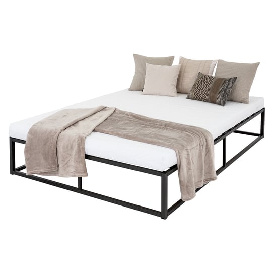 Łóżko metalowe Rama łóżka + materac Łóżko ze stali Oeko-Tex Rama z listew Czarna 140x200 cm ML-DESIGN