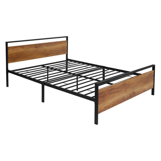 Łóżko metalowe Rama łóżka Rama listwowa Łóżko do sypialni Łóżko stalowe czarne 140x200 cm ML-DESIGN