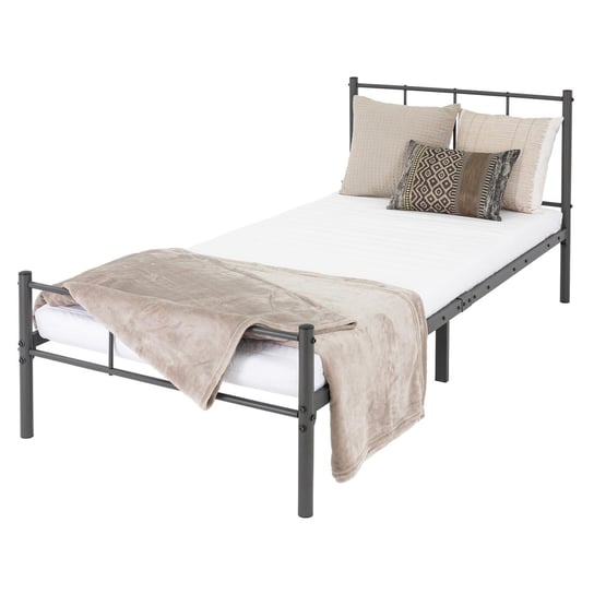 Łóżko metalowe Rama łóżka stalowego Łóżko do sypialni z listwową ramą Materac 90x200 cm ML-DESIGN