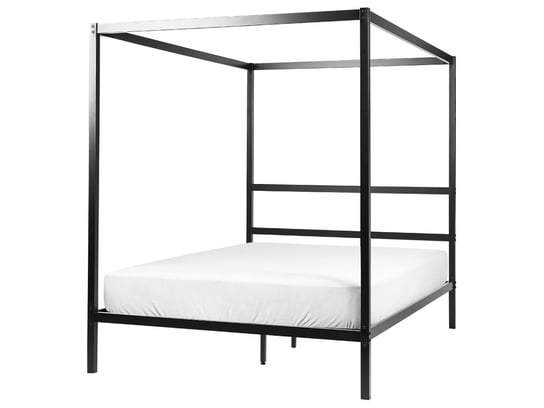 Łóżko metalowe z baldachimem 140 x 200 cm czarne L Beliani