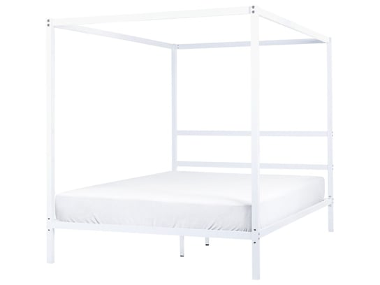 Łóżko metalowe z baldachimem 160 x 200 cm białe LE Beliani