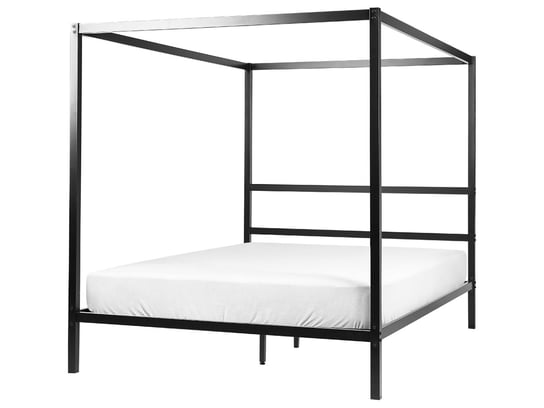 Łóżko metalowe z baldachimem 160 x 200 cm czarne L Beliani