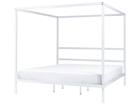 Łóżko metalowe z baldachimem 180 x 200 cm białe LE Beliani