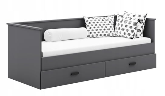 Łóżko młodzieżowe rozkładane podwójne HELIOS 80x200 cm szare z materacem z szufladami Meble Kobi
