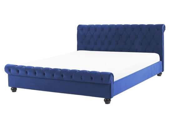 Łóżko niebieskie, Chesterfield, 160x200 Beliani