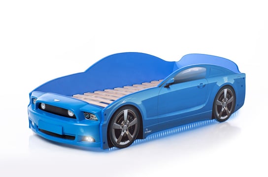 Łóżko niebieskie, samochód, z materacem, 51x74x184,5 Mebelev