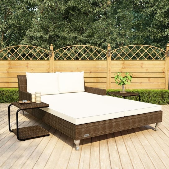 Łóżko ogrodowe z poduszkami VIDAXL, brązowe, 2-osobowe, 200x132x71 cm vidaXL