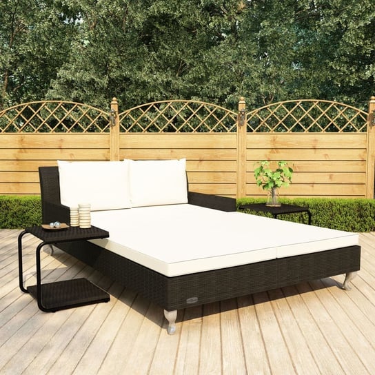 Łóżko ogrodowe z poduszkami VIDAXL, czarne, 2-osobowe, 200x132x71 cm vidaXL