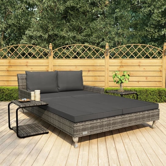 Łóżko ogrodowe z poduszkami VIDAXL, szare, 2-osobowe, 200x132x71 cm vidaXL